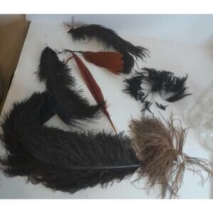 Vintage Hat Feathers Ornaments Set Of 7 READ